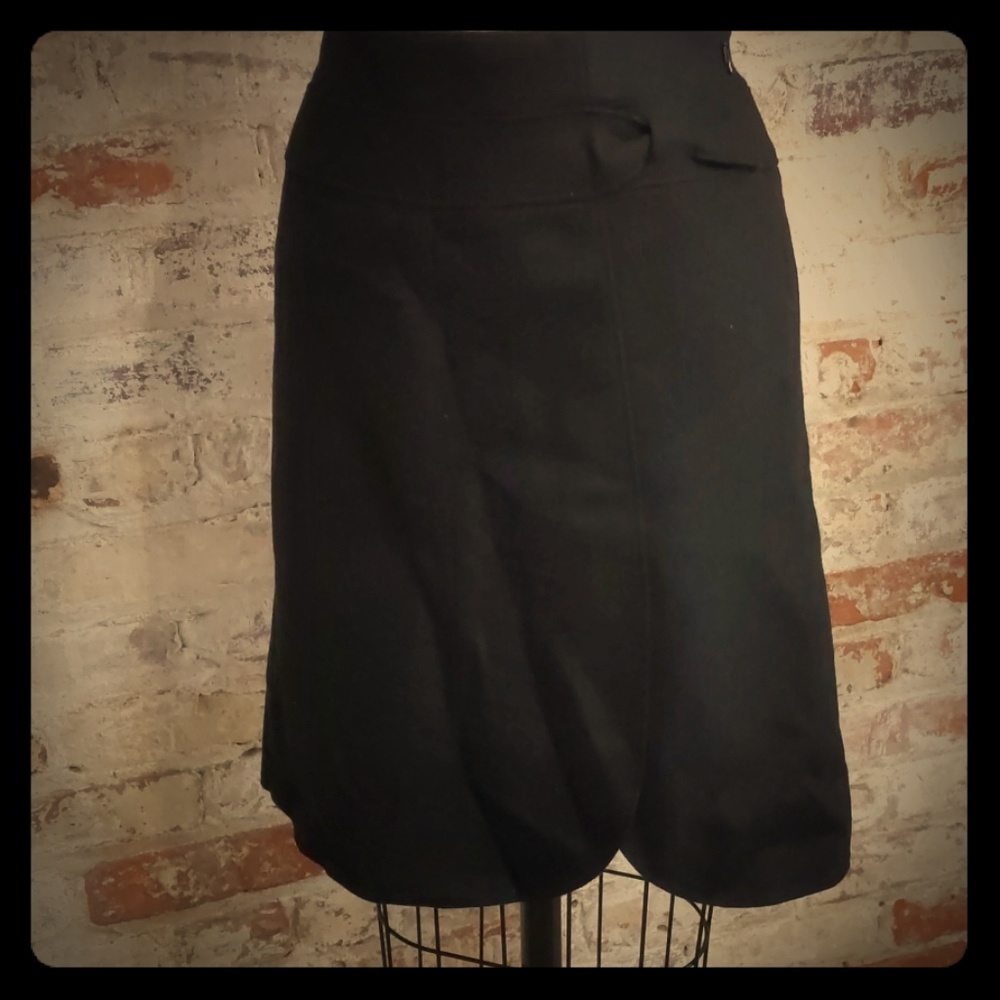 Black Jigsaw Skirt - Wool Blend
